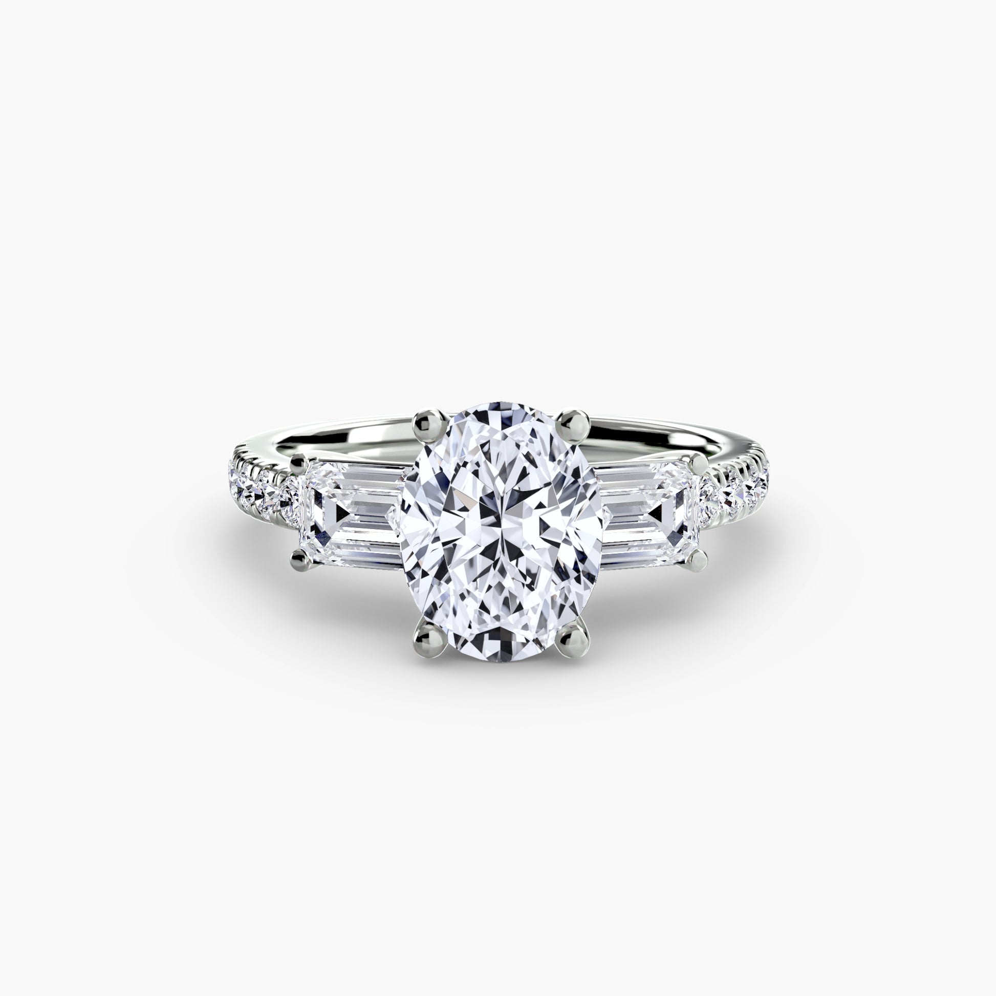 Three-Stone Ring with Pavé Band 4