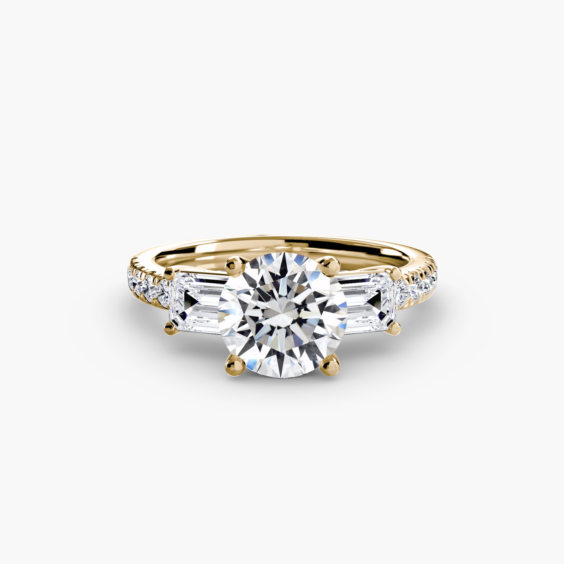 Three-Stone Ring with Pavé Band 4