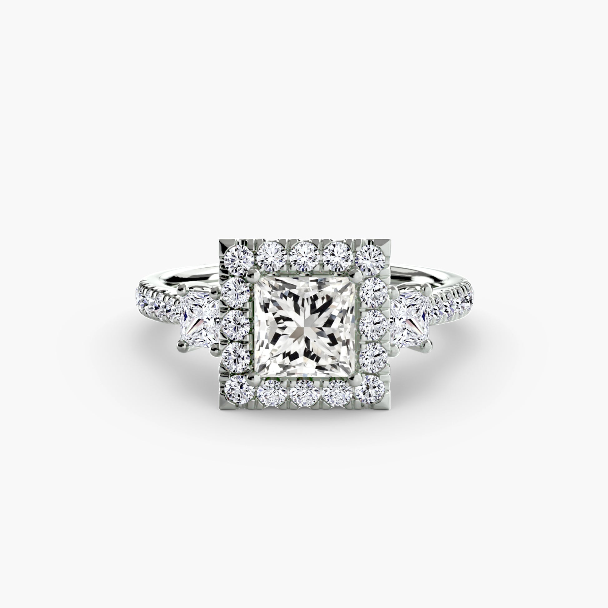 Three-Stone Ring with Halo 2